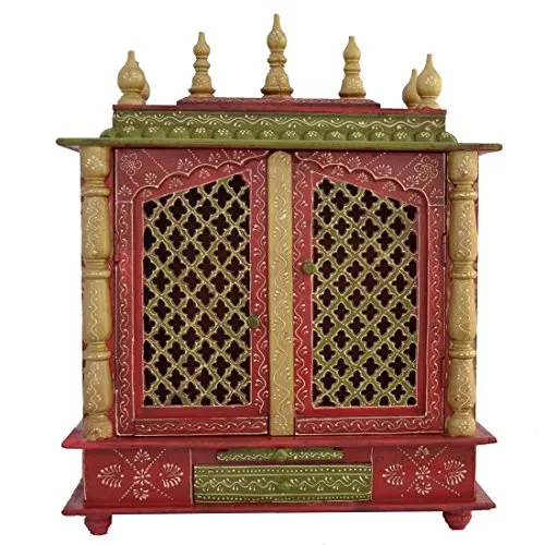 Jaipur Lane Marusthali Handcrafted Wooden Temple with Door and Light (24x12x30 Inch)