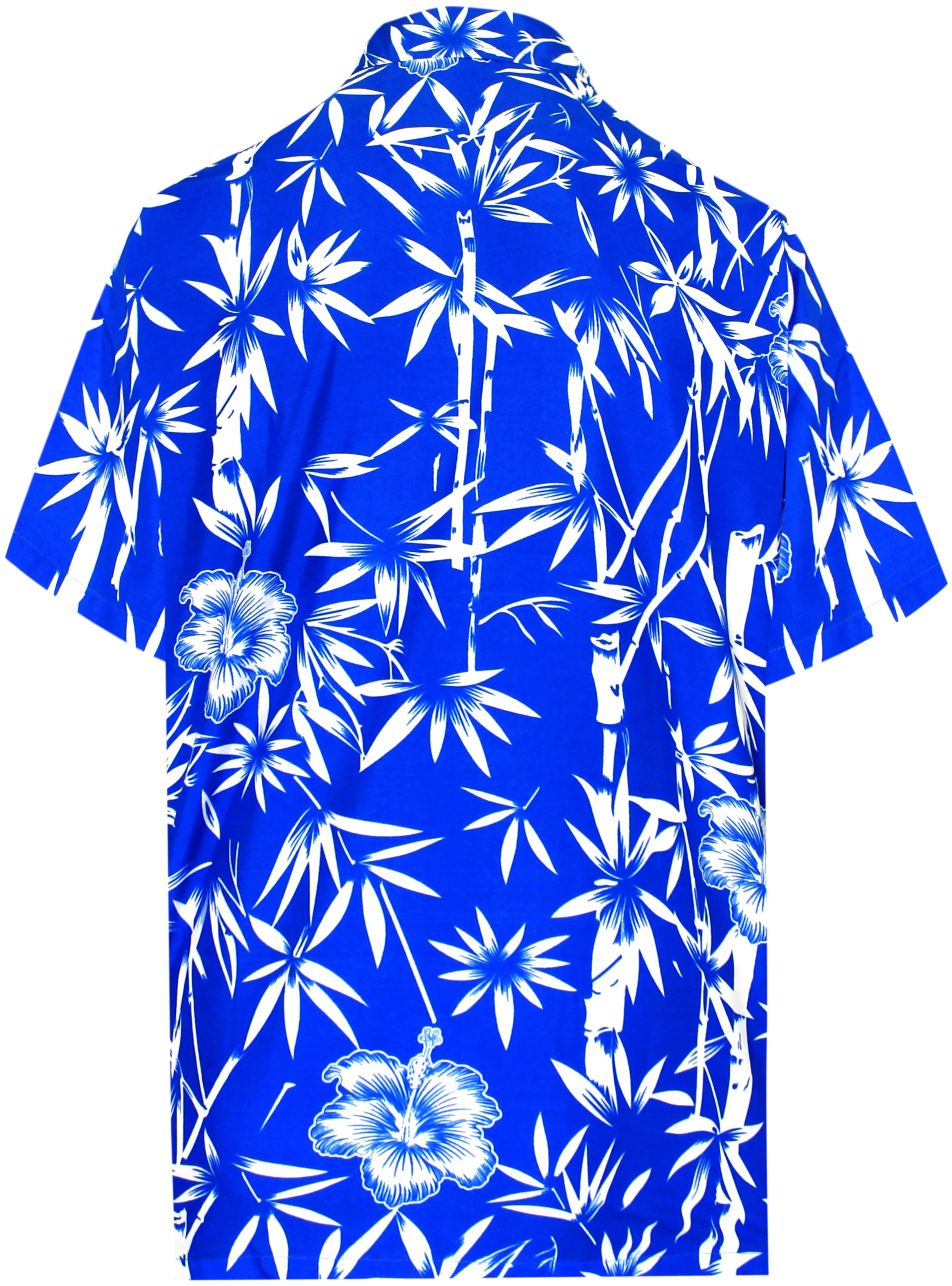 LA LEELA Shirt Casual Button Down Short Sleeve Beach Shirt Men Aloha Pocket Blue_W343