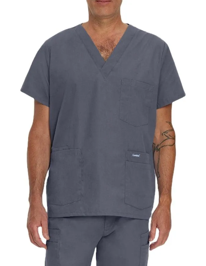 Landau Men's Multiple Pockets V-Neck Solid Nurse Scrub Top