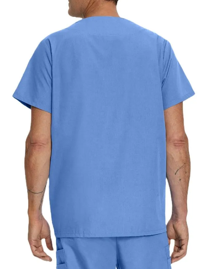 Landau Men's Multiple Pockets V-Neck Solid Nurse Scrub Top