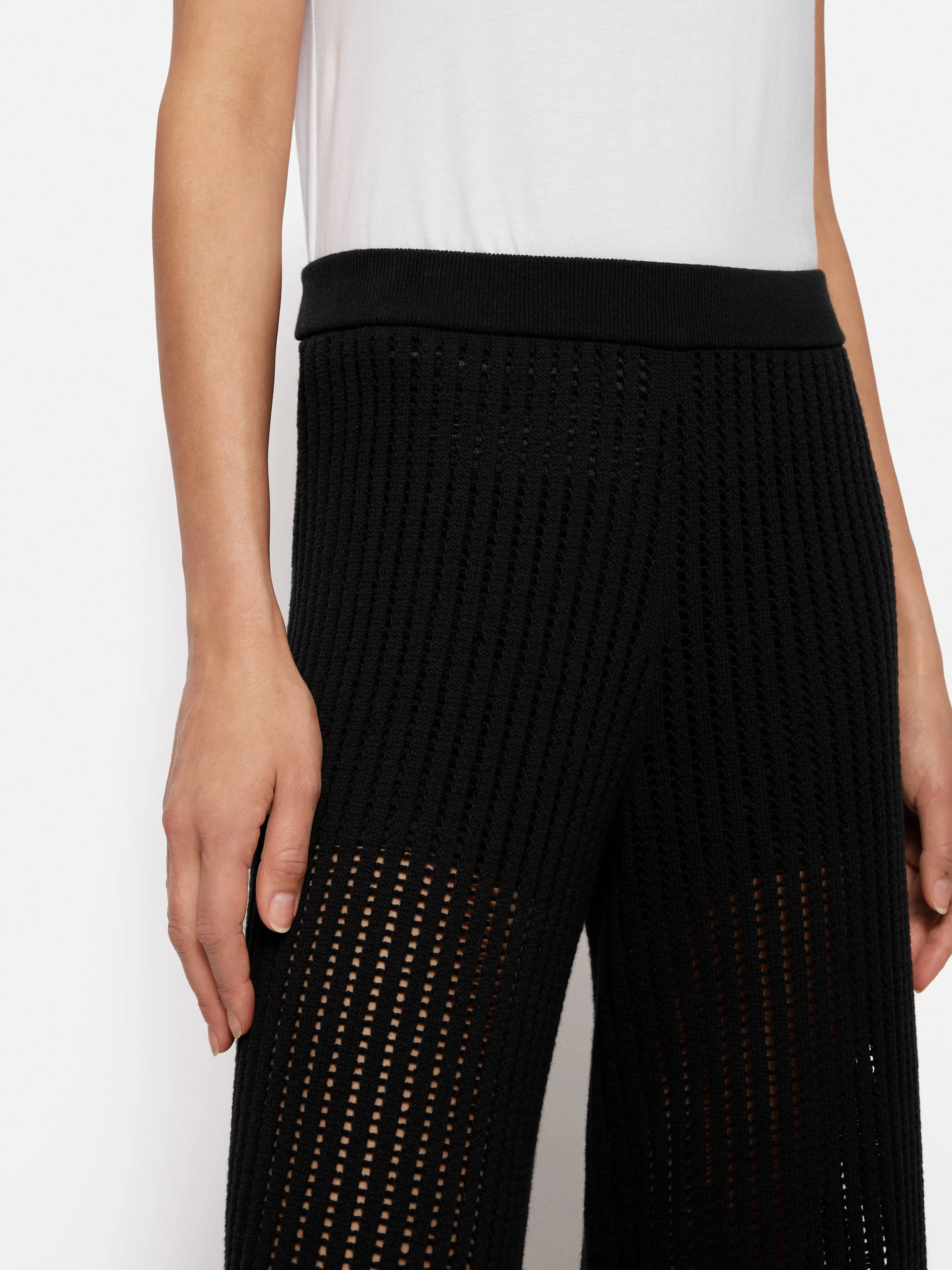 Linear Pointelle Trouser | Black