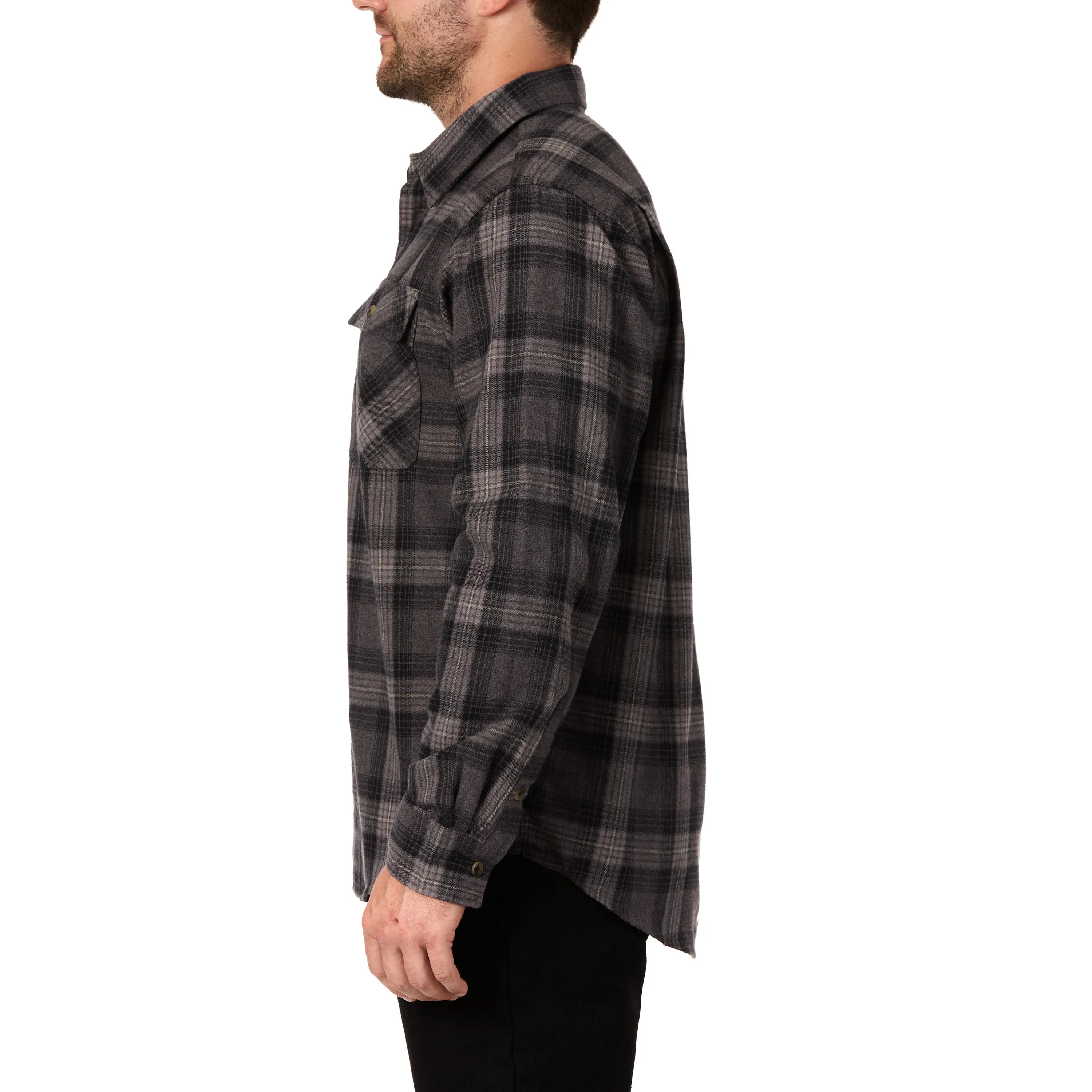 LONG SLEEVE 2-POCKET PLAID FLANNEL SHIRT WITH PEN-SLOT