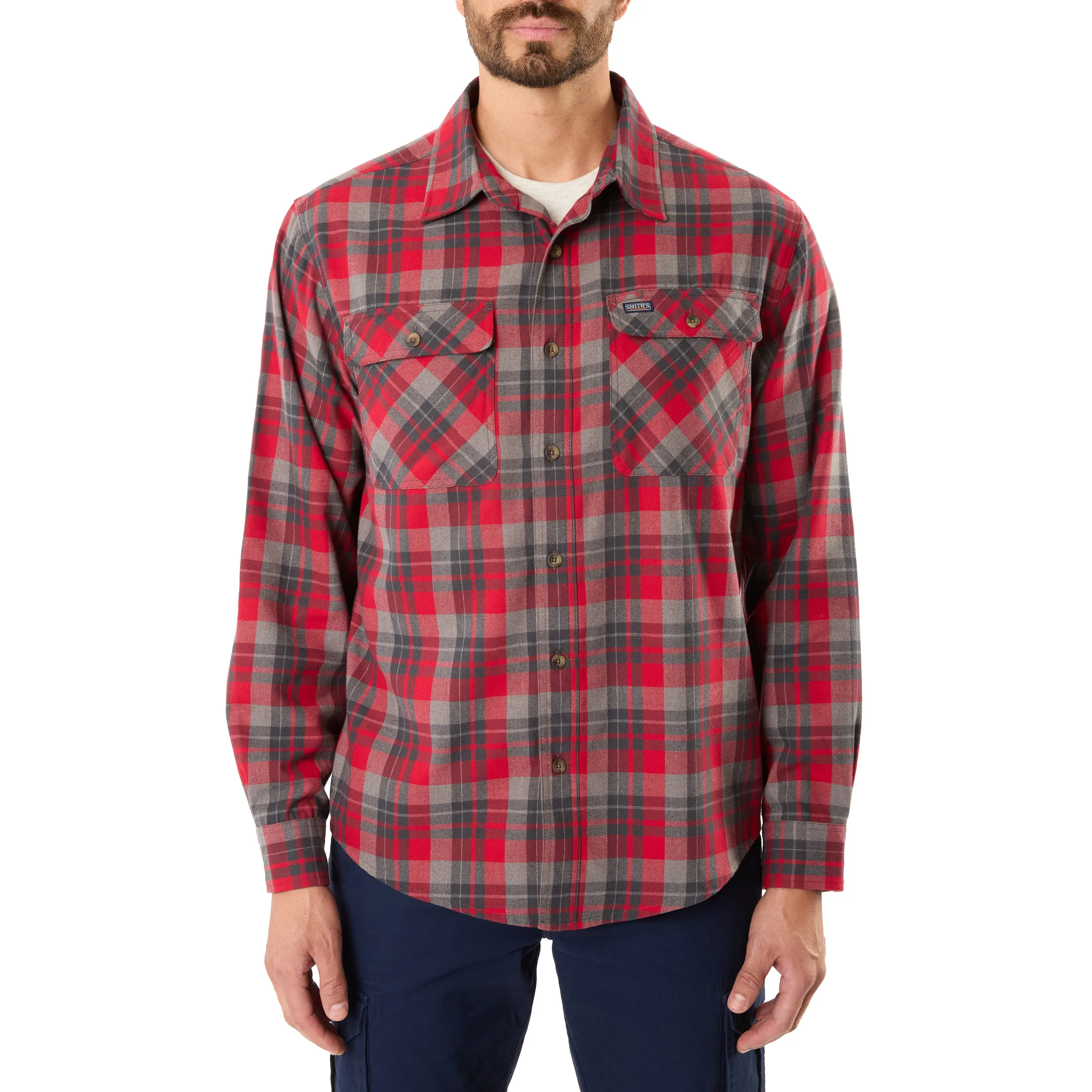 LONG SLEEVE 2-POCKET PLAID FLANNEL SHIRT WITH PEN-SLOT