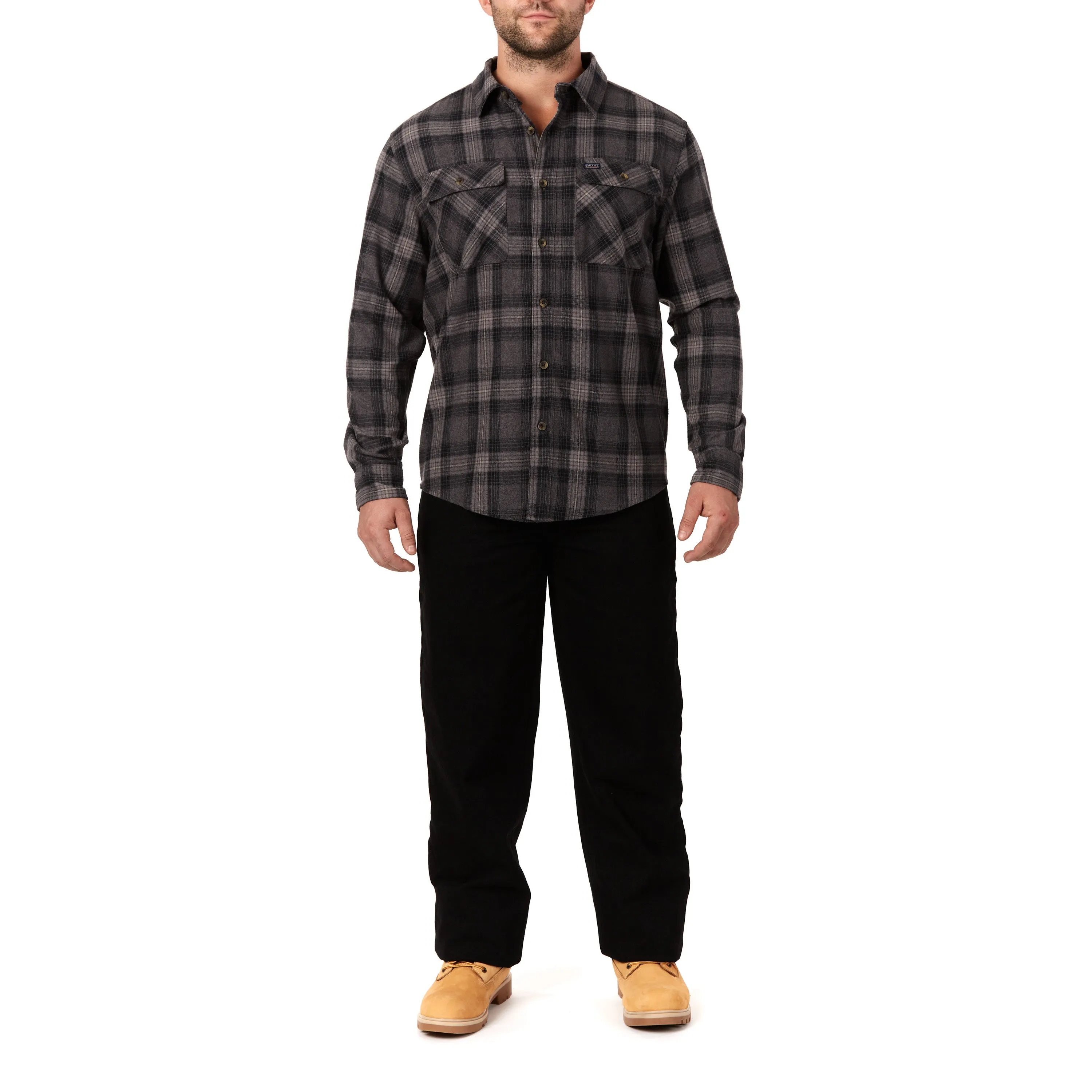 LONG SLEEVE 2-POCKET PLAID FLANNEL SHIRT WITH PEN-SLOT