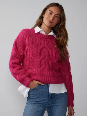 Long Sleeve Horseshoe Cable Knit Sweater