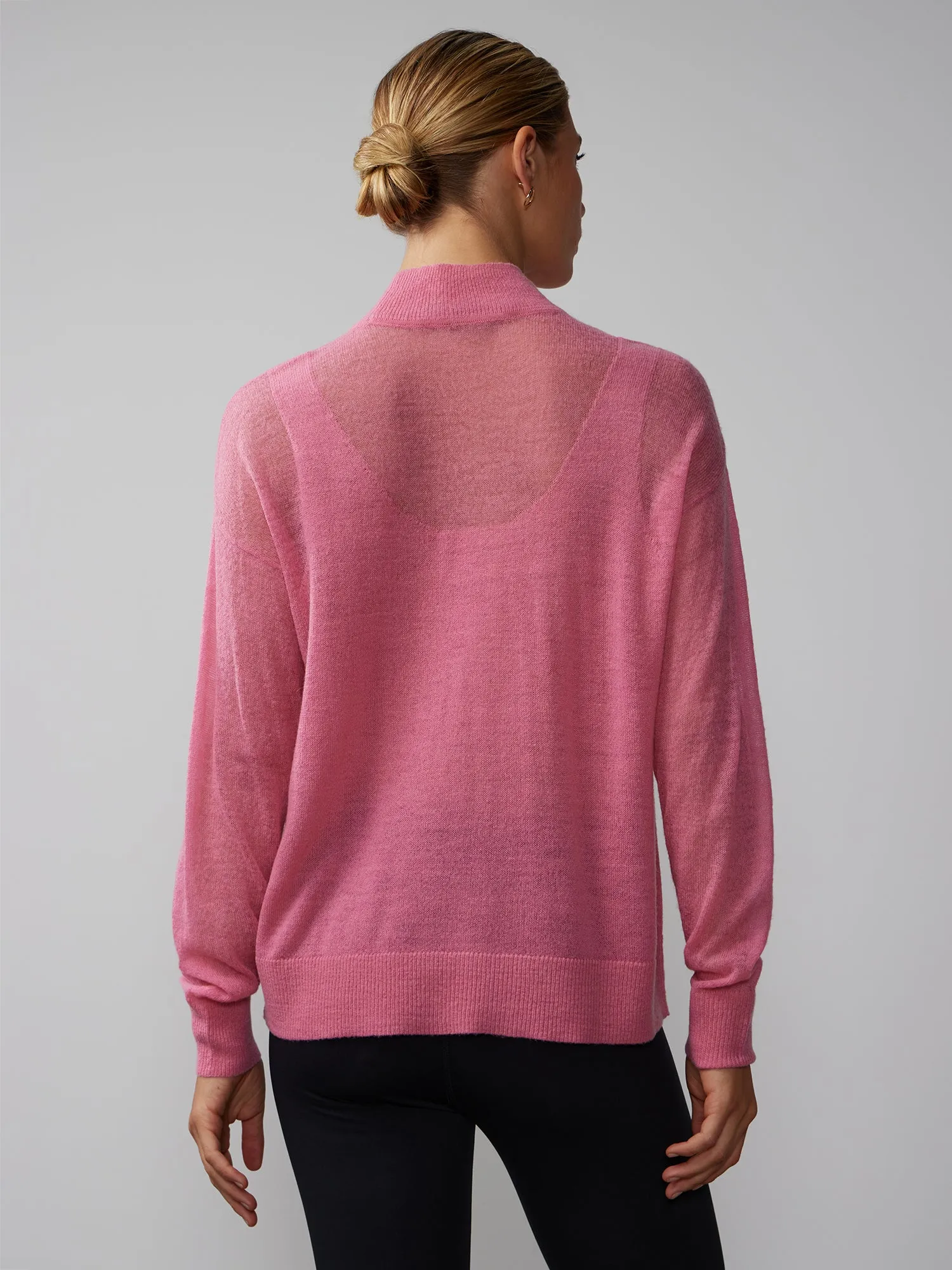 Long Sleeve Sheer Mock Neck Sweater