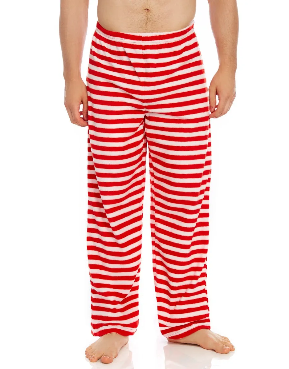 Men's Fleece Red & White Stripes Pants