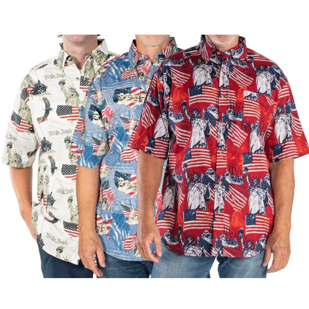 Men's USA Icons Button-Down Bundle of 3 Shirts