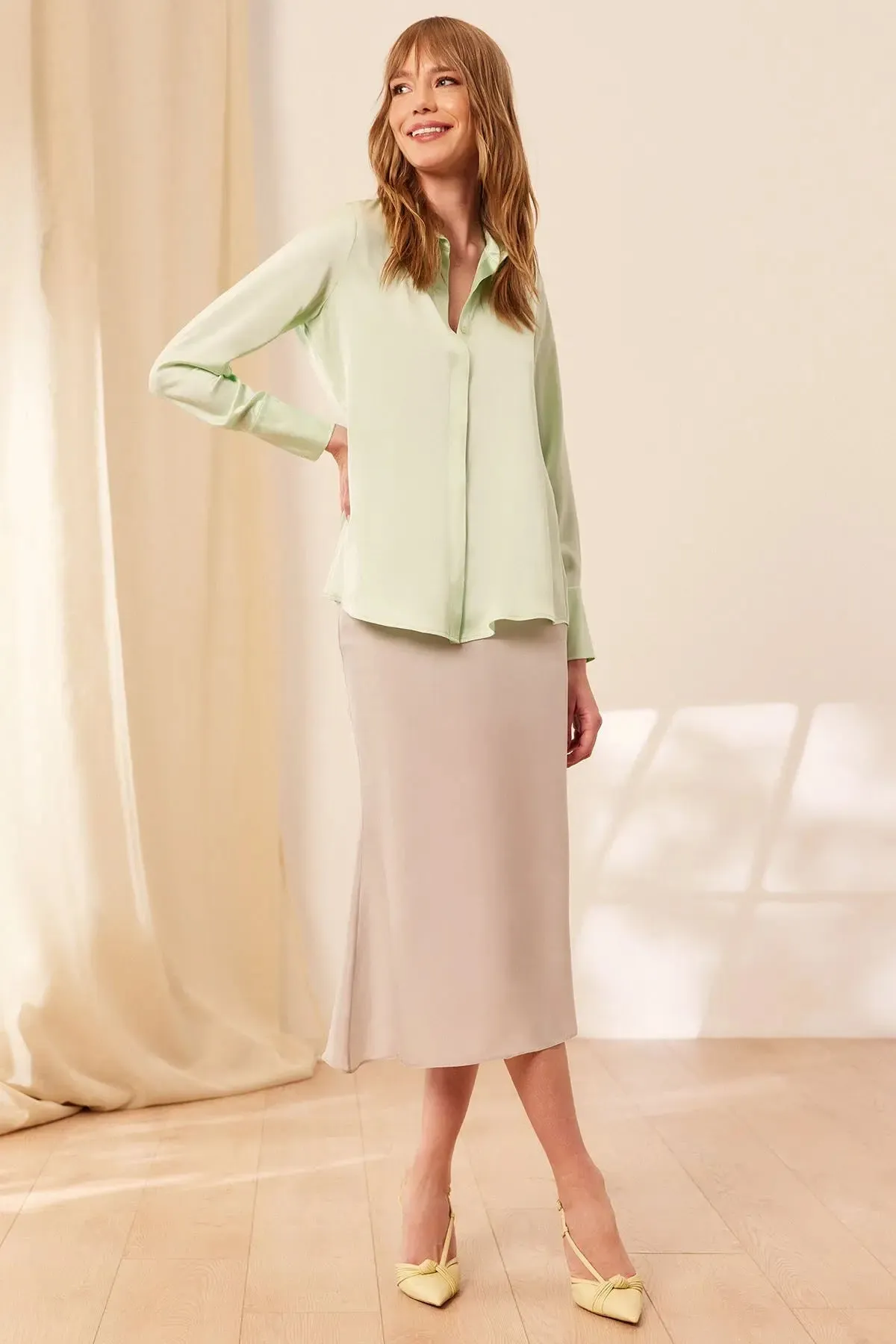 Mint Pure Silk Audrey Women's Shirt