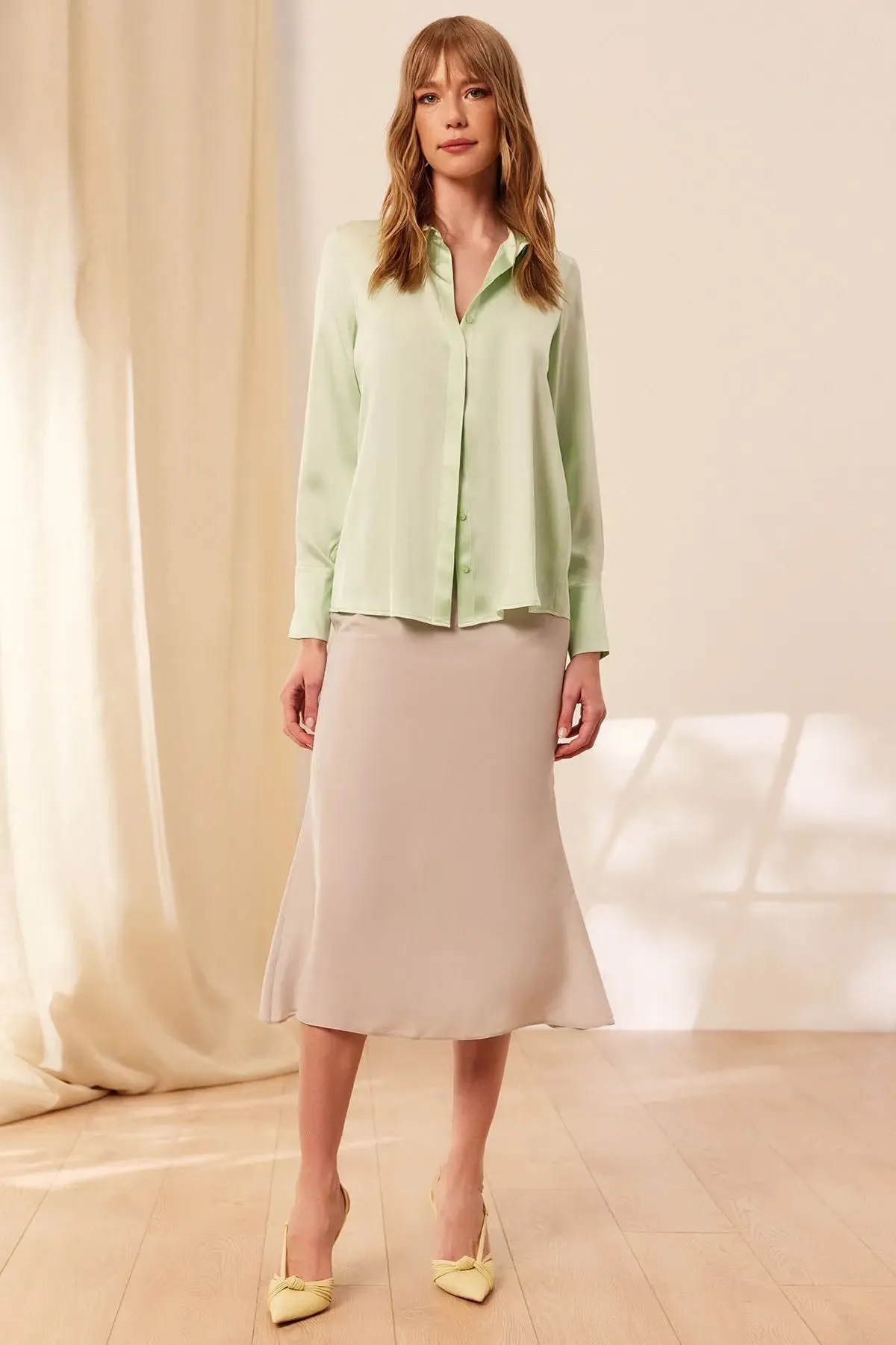 Mint Pure Silk Audrey Women's Shirt