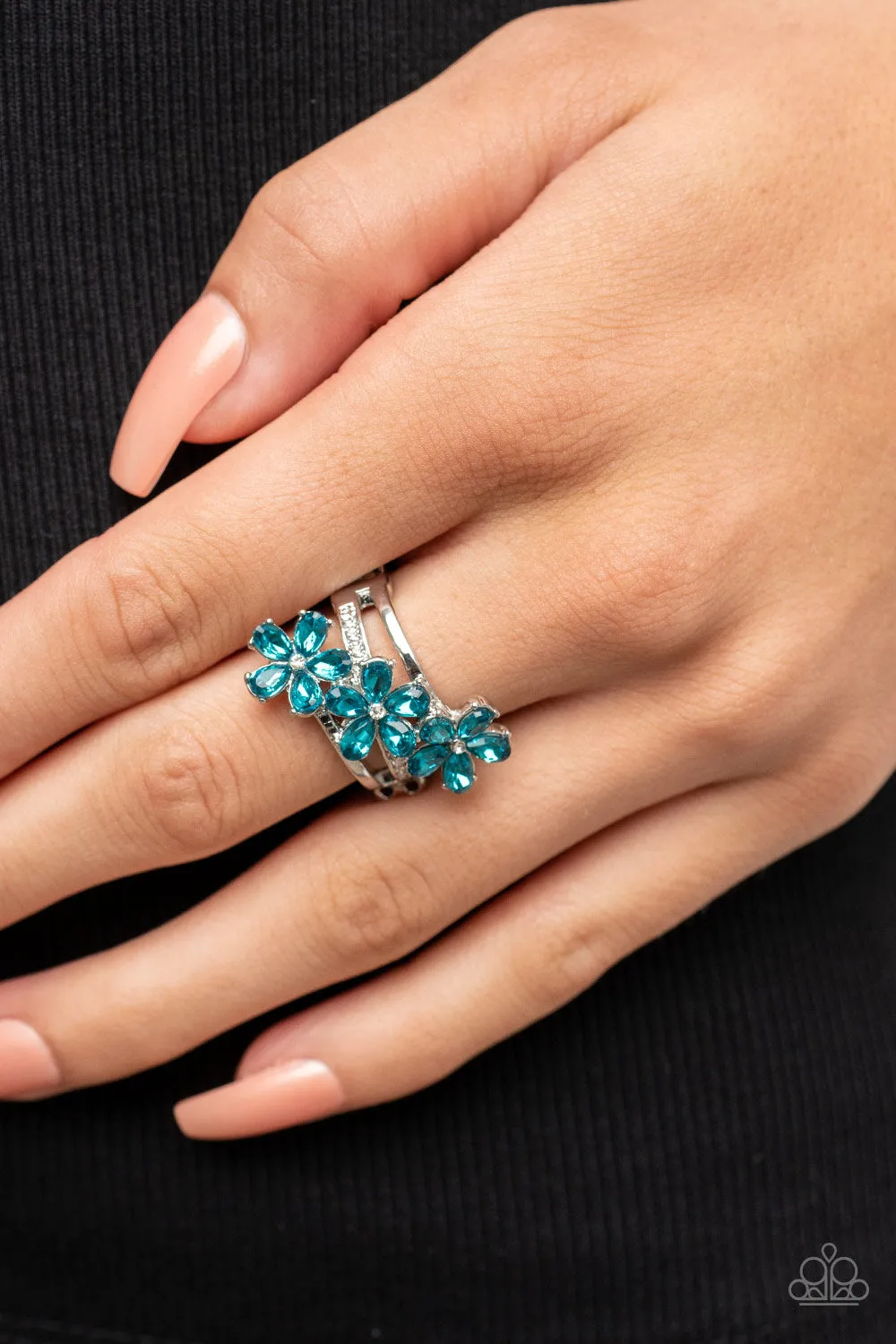 Posh Petals - Blue Ring - Paparazzi Accessories