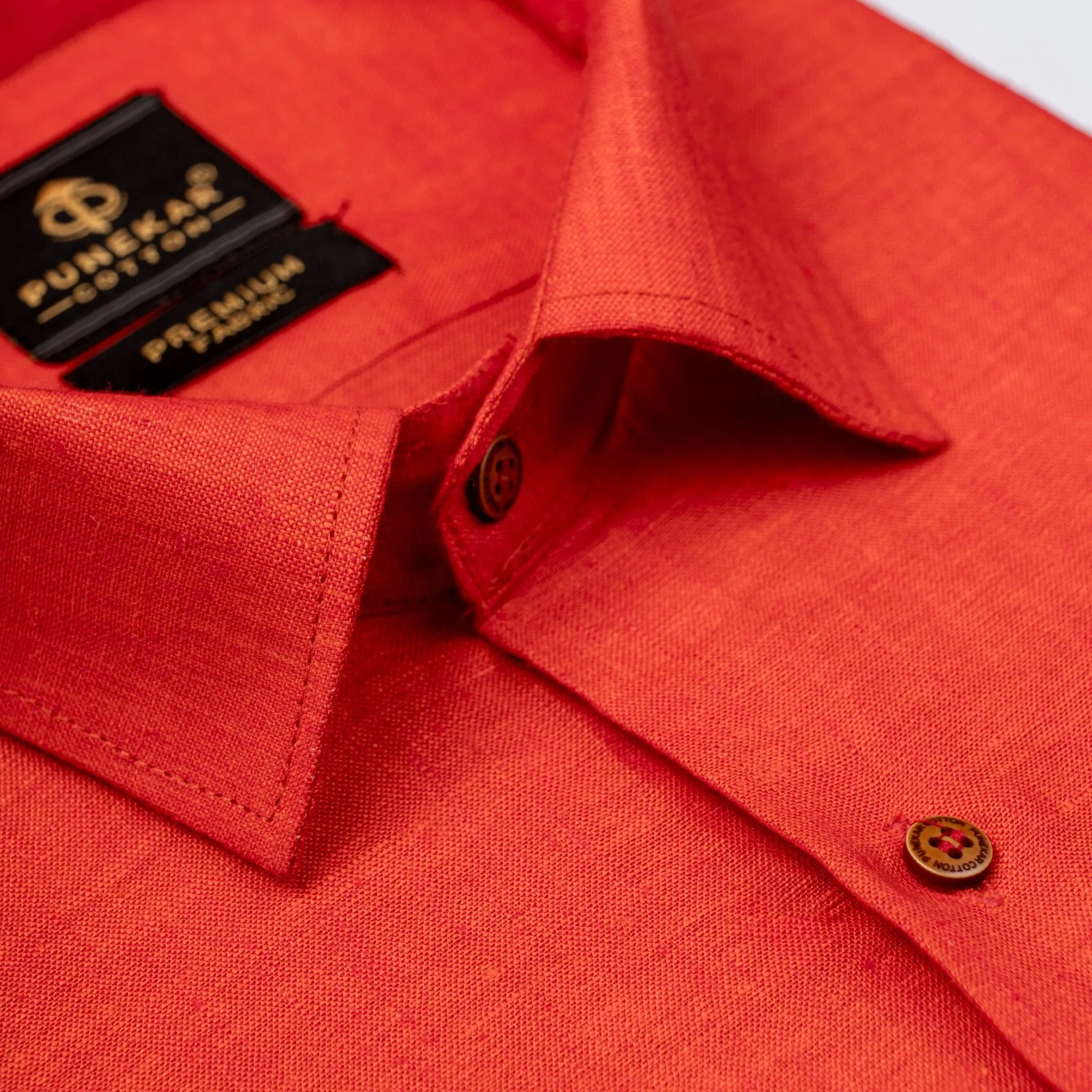 Red Color Prime Linen Shirt For Men