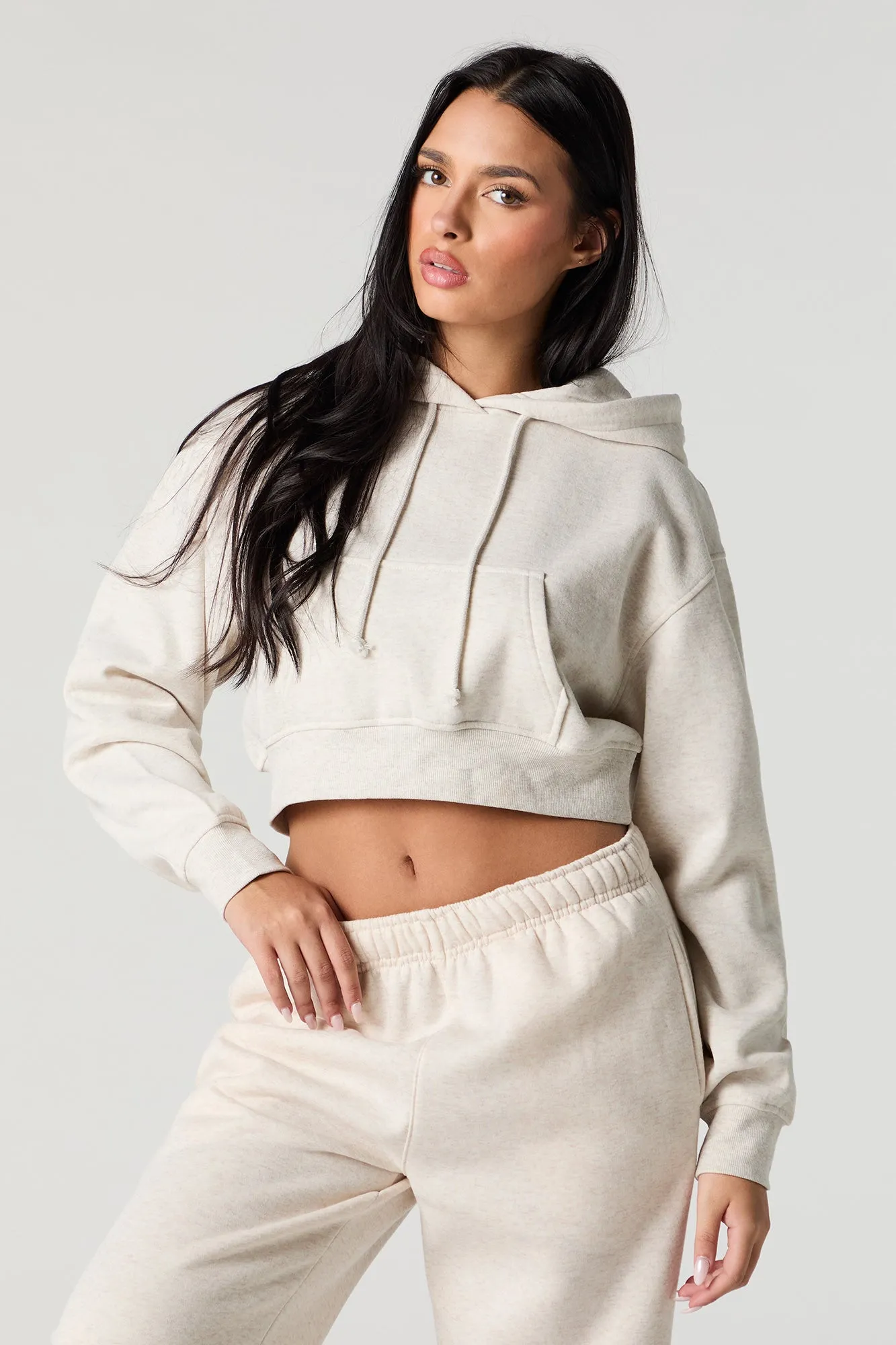 Soft Fleece Cropped Hoodie