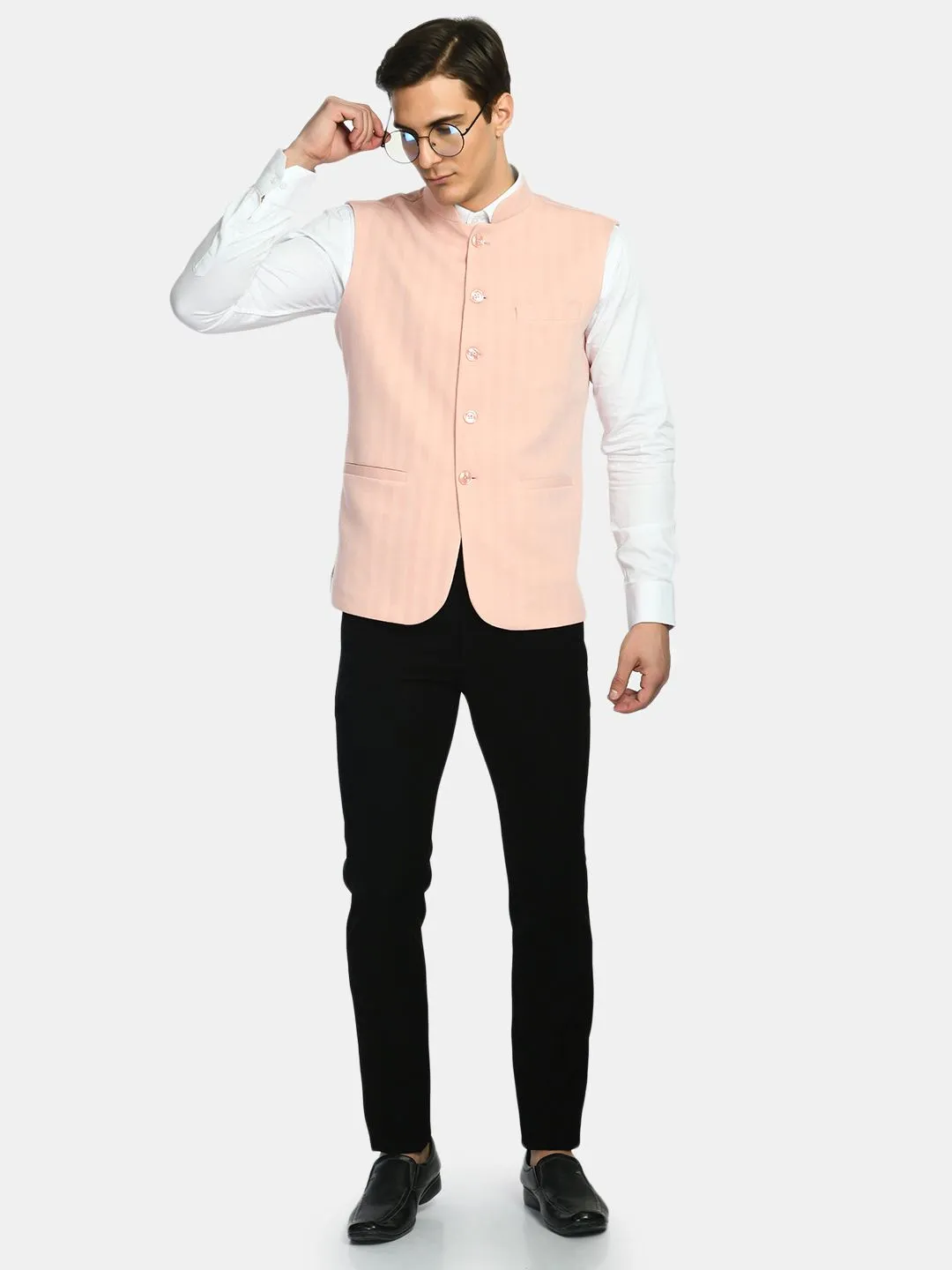 Solid Knitted Slim Fit Men's Festive Wear Nehru Jacket