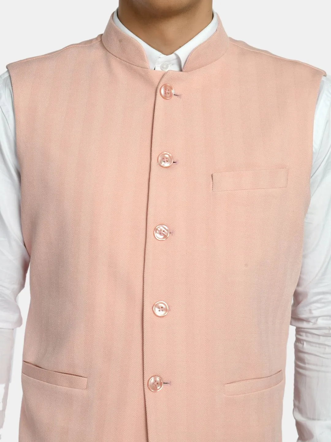 Solid Knitted Slim Fit Men's Festive Wear Nehru Jacket