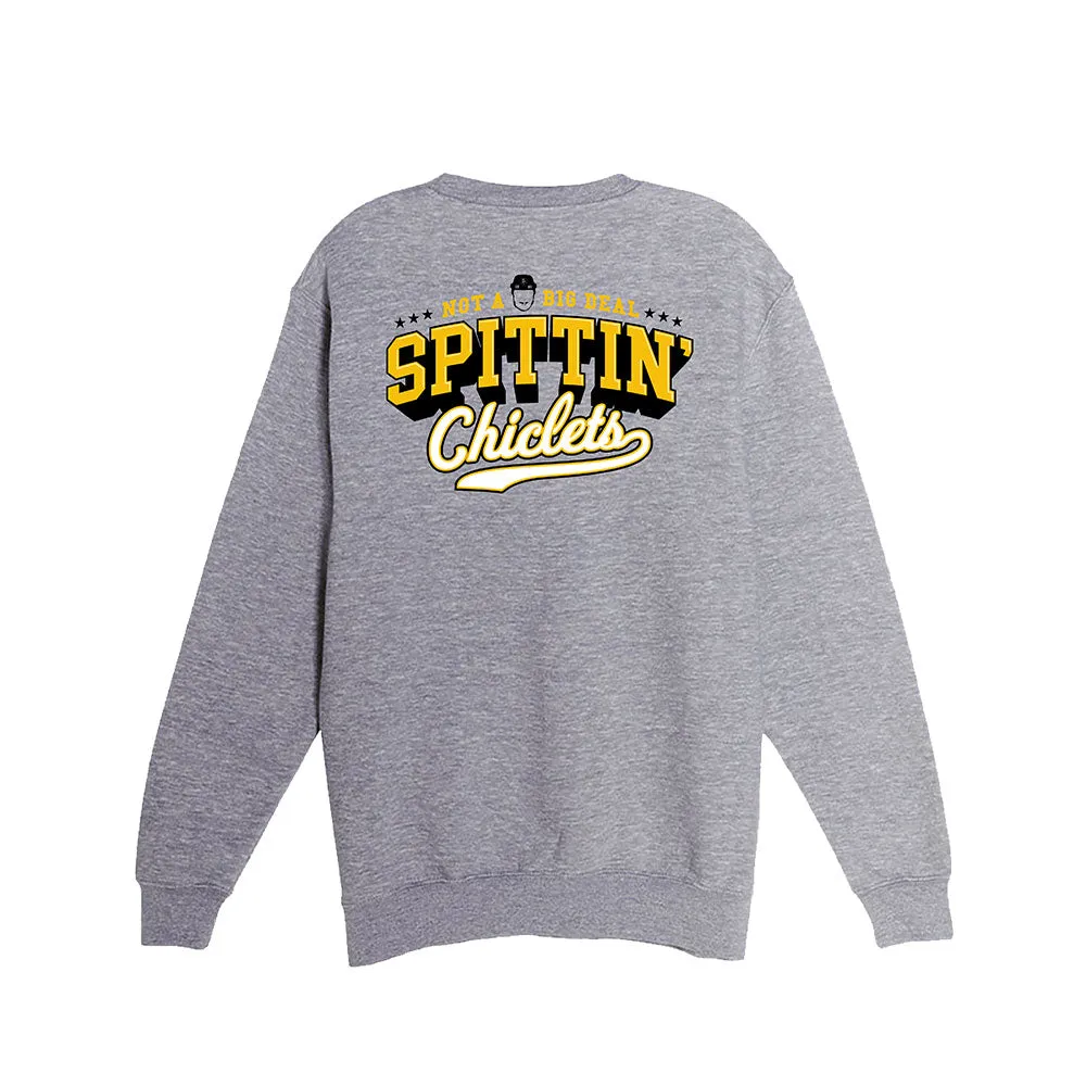 SPITTIN CHICLETS VARSITY GRAPHIC GREY CREWNECK