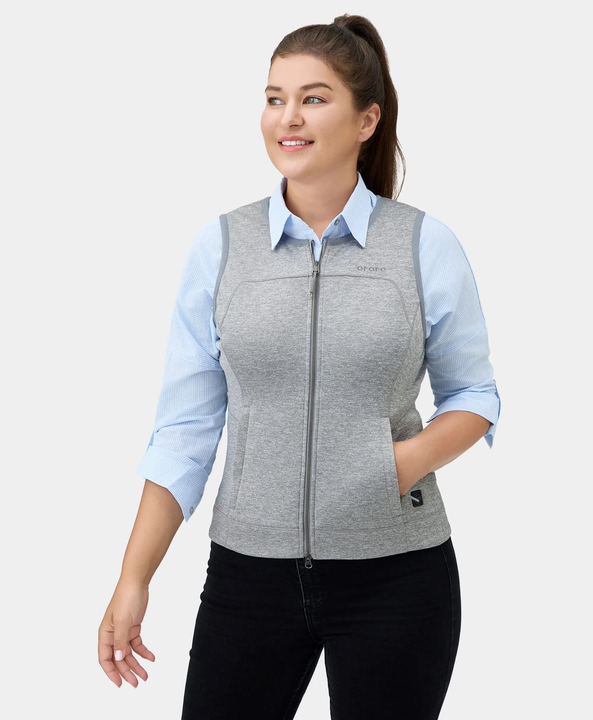 Suzanne Women's Heated Soft Armor Vest - Flecking Gray