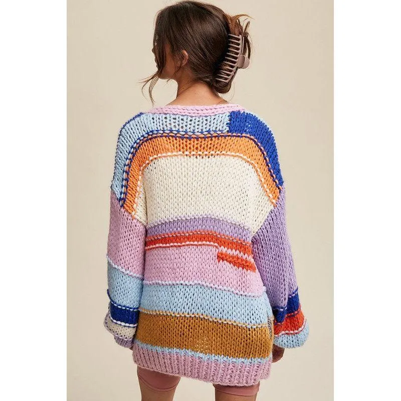 The Hand-Knit Striped Cardigan