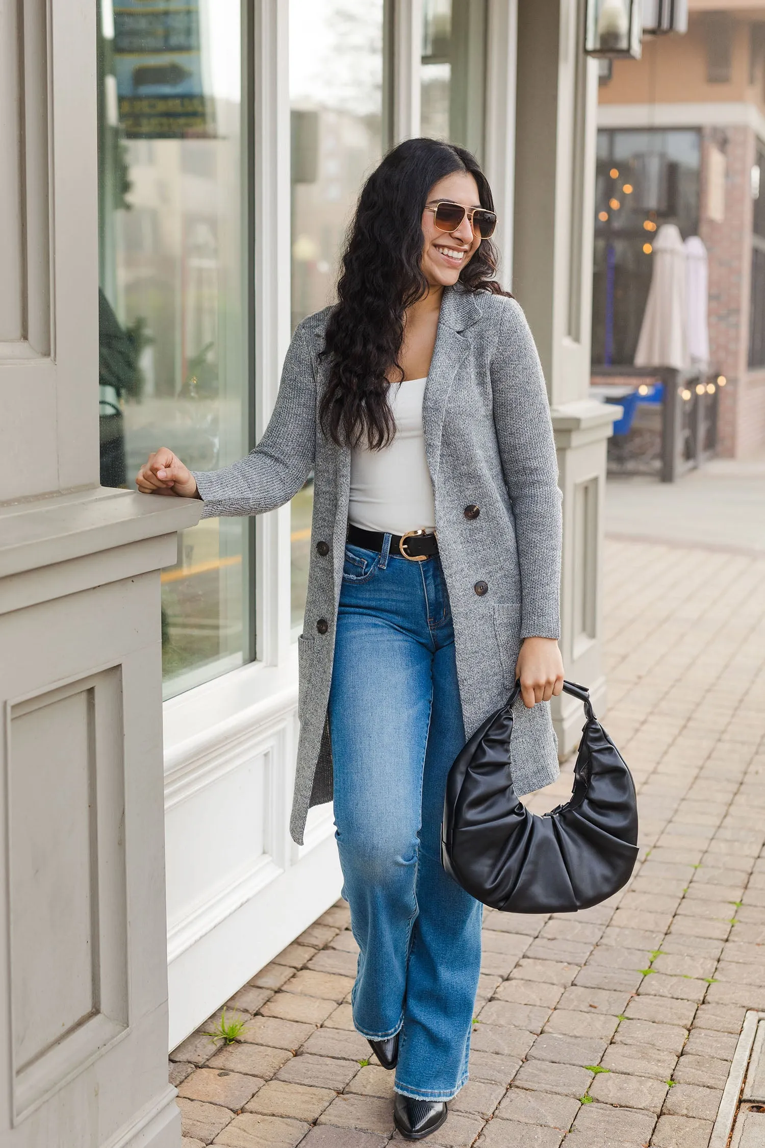 The Nantucket Gray Button Front Collared Cardigan