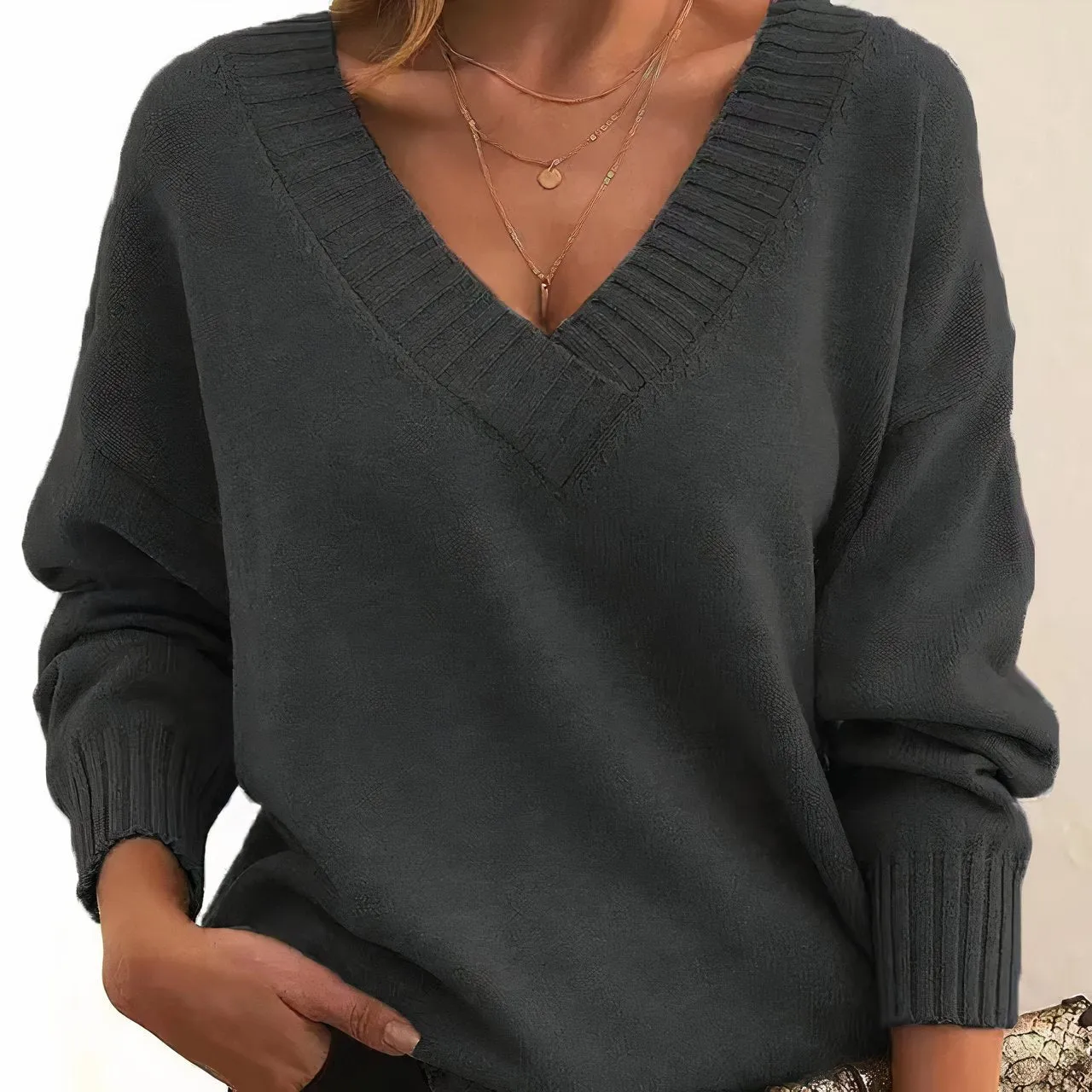 V-Neck Knit Sweater