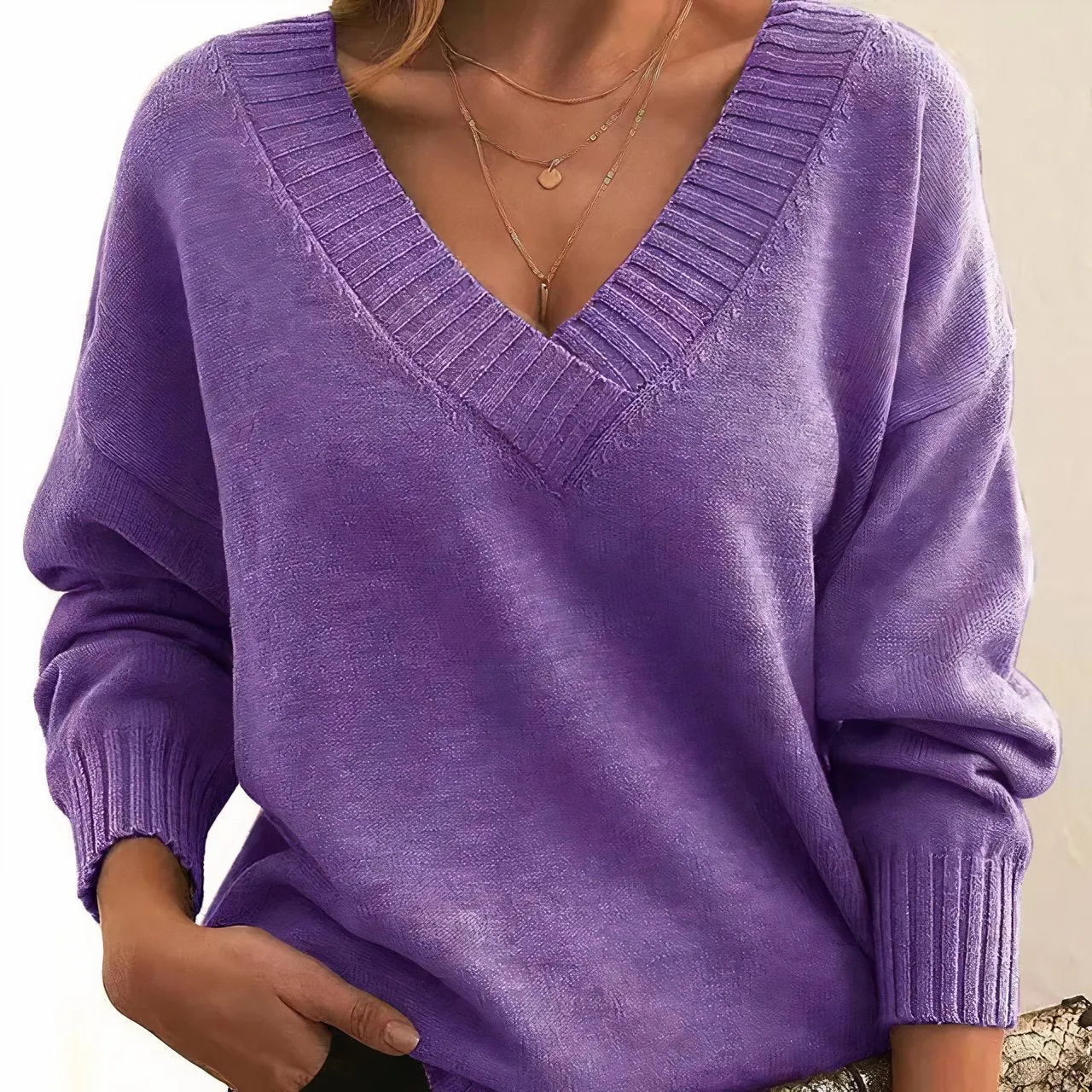 V-Neck Knit Sweater