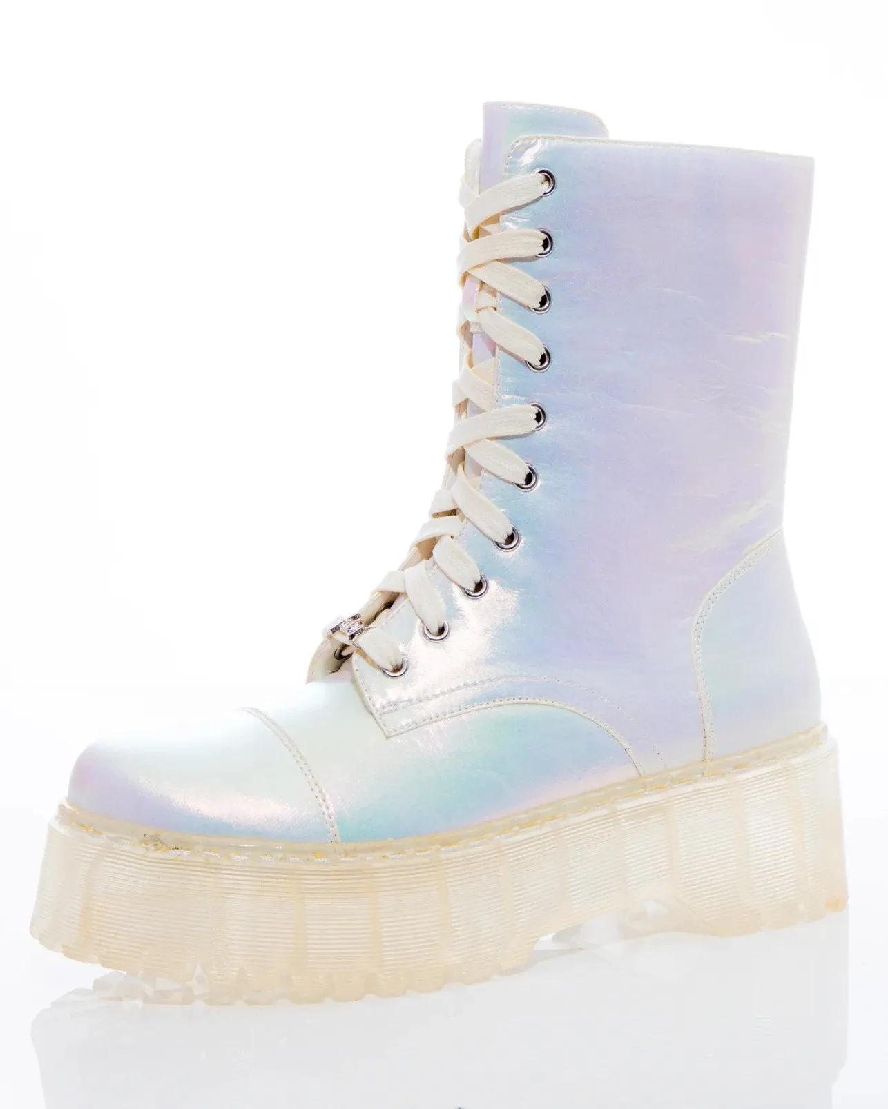 White Twilight Iridescent Combat Boots