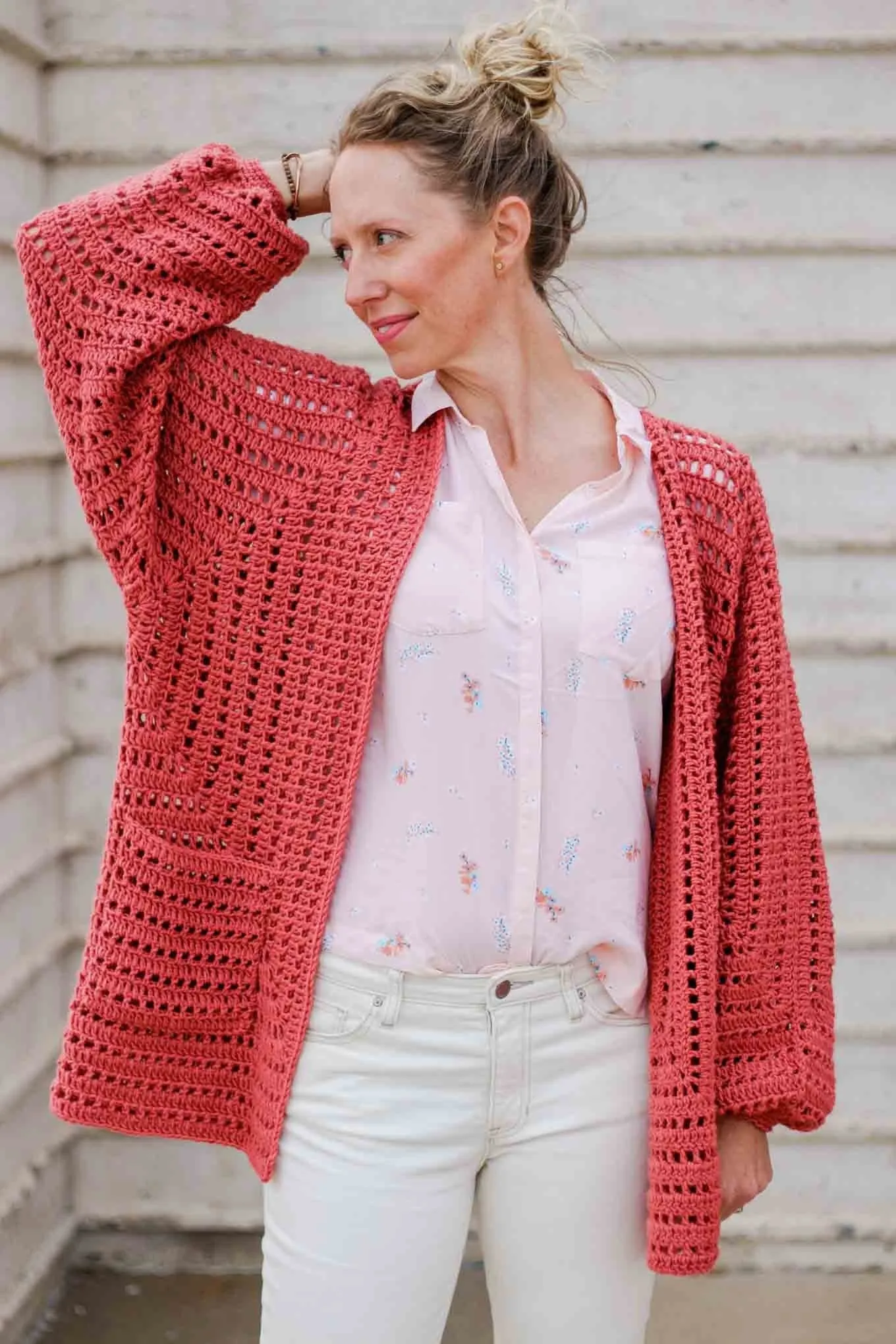 Women's Bishop-Sleeve Sweater Crochet Pattern