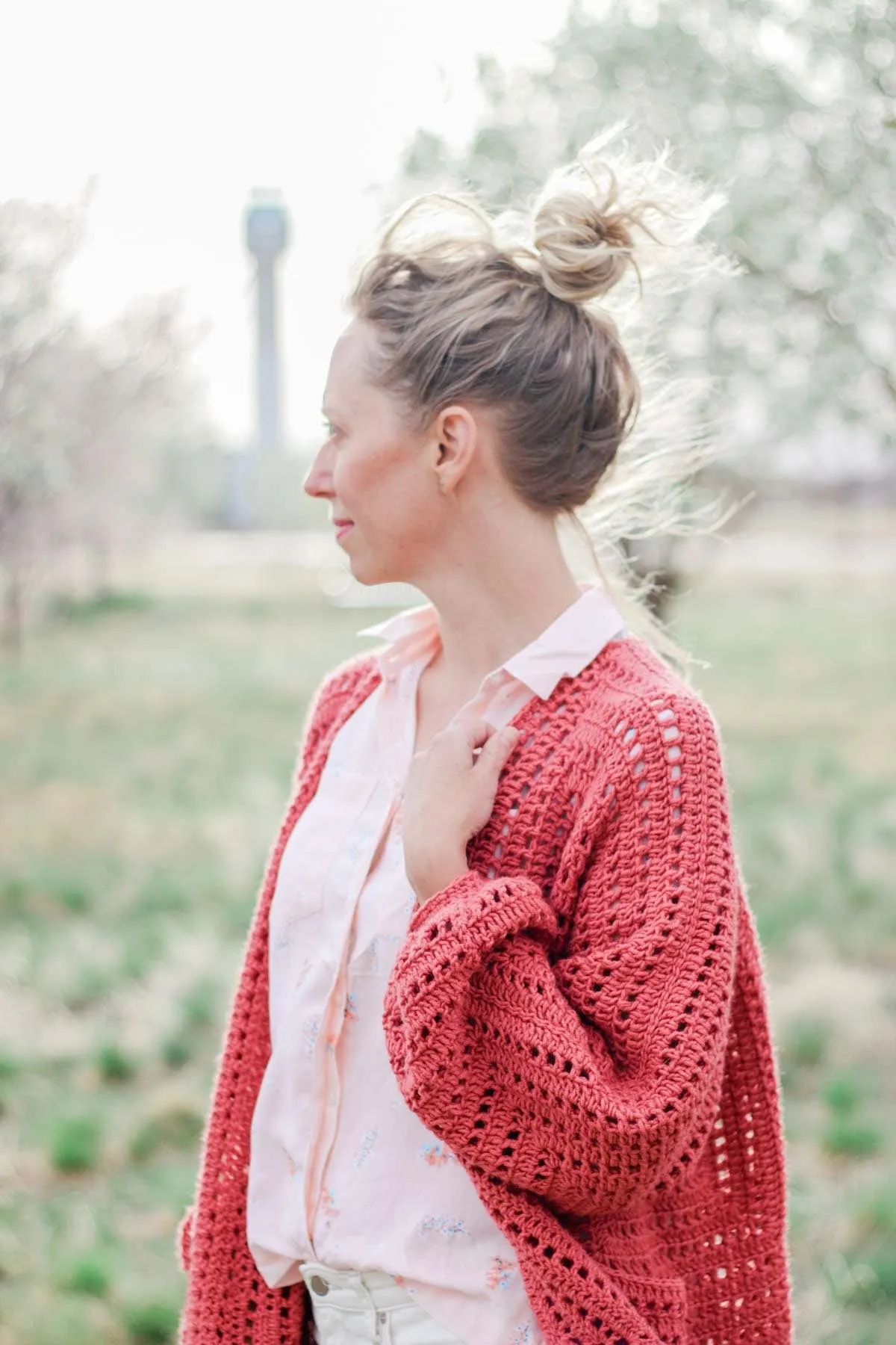 Women's Bishop-Sleeve Sweater Crochet Pattern