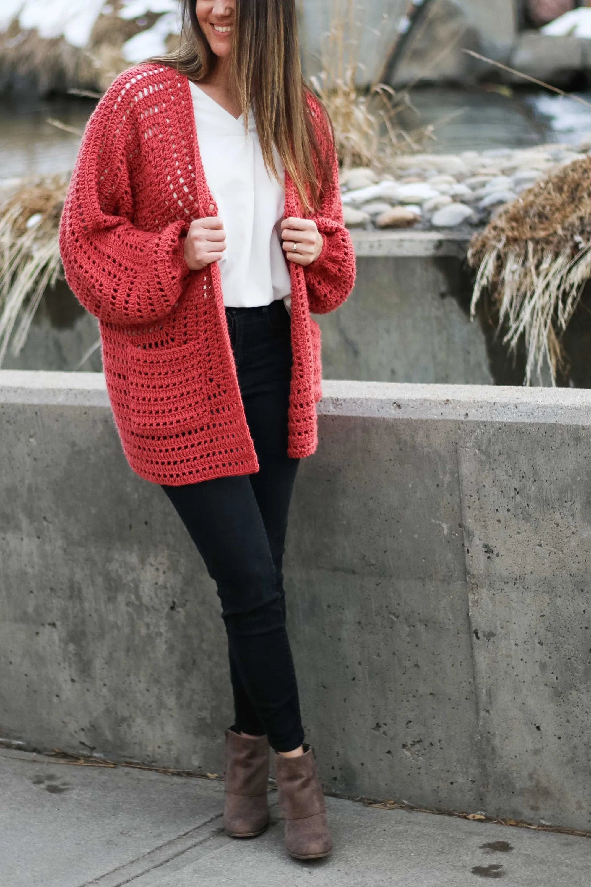 Women's Bishop-Sleeve Sweater Crochet Pattern