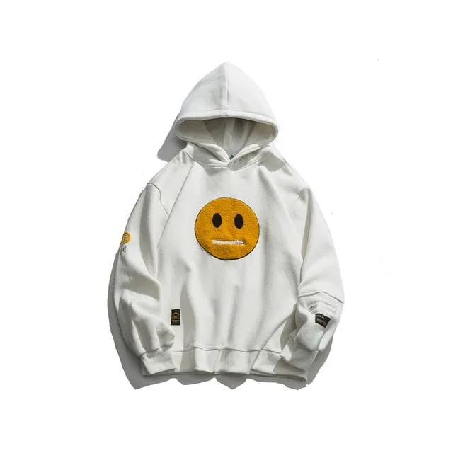 Zipper Pocket Smile Face Hoodies