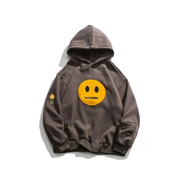 Zipper Pocket Smile Face Hoodies